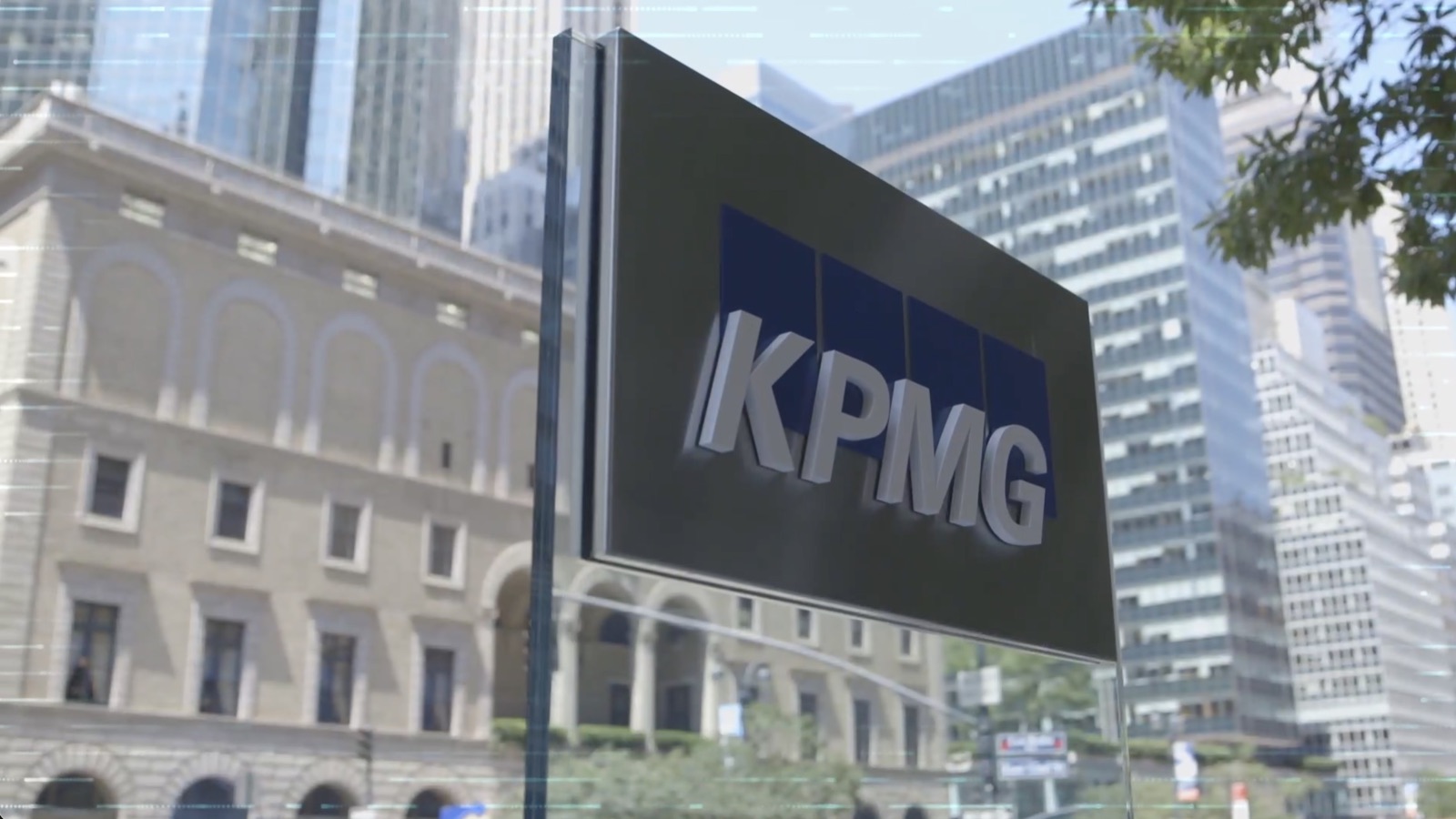 KPMG sign on a building in New York